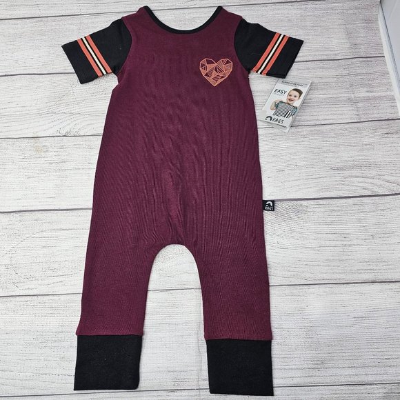 NWT Rags Heart Burgundy Baby Boy Romper Size 6-12 months - Picture 2 of 4